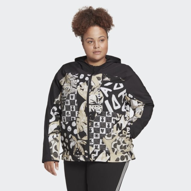 Cortavientos Ligero Relajado Adidas Farm Rio (talla Grande) Negro