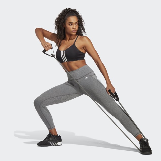 Leggings Adidas Optime Stash Pocket High-waisted 7/8 Gris Oscuro Jaspeado