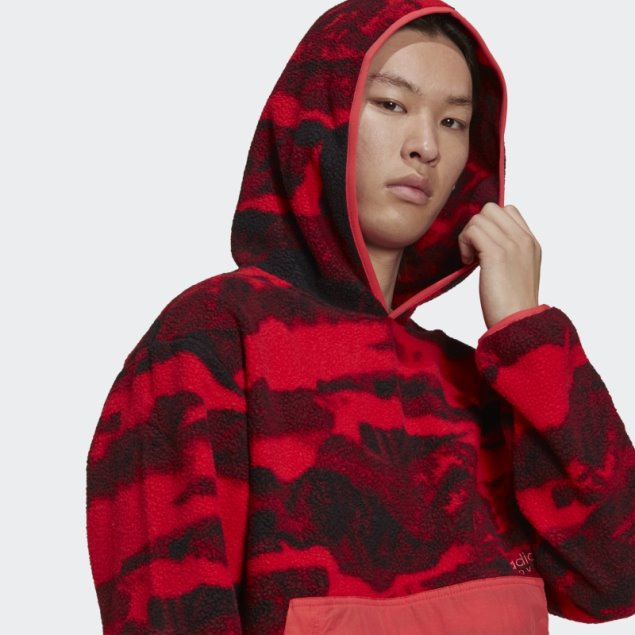 Adidas Sudadera Con Capucha De Forro Polar Con Estampado Integral Core Pink Hot