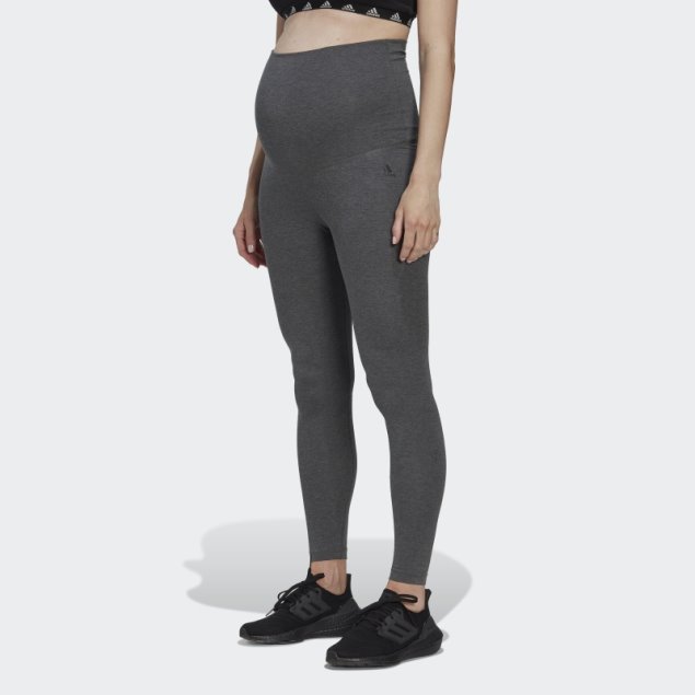 Gris Oscuro Jaspeado Adidas Essentials Leggings De Algodón (maternidad)
