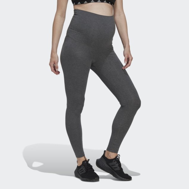 Gris Oscuro Jaspeado Adidas Essentials Leggings De Algodón (maternidad)