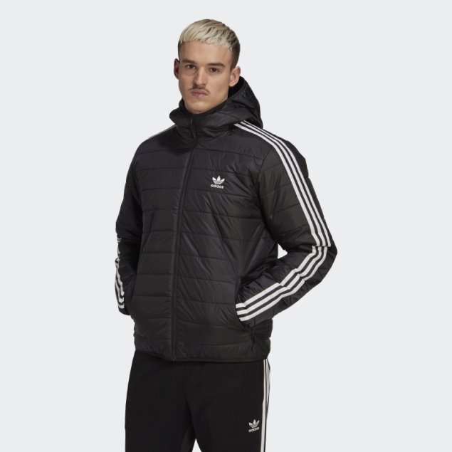 Chamarra Acolchada Negra Con Capucha Adidas