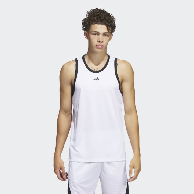 Blanco Adidas Legends Basketball 3-stripes Tank Top Fashion