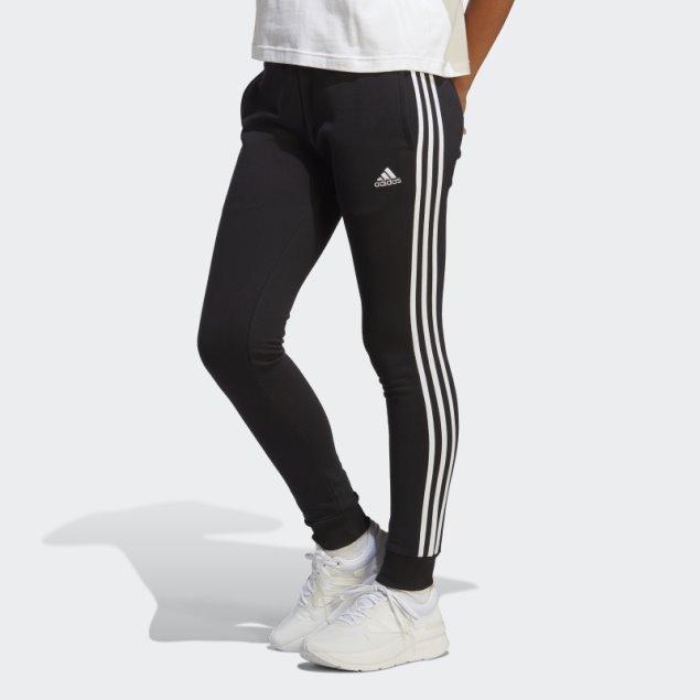 Pantalón Essentials De 3 Bandas De Felpa Francesa Con Puños Negros Adidas