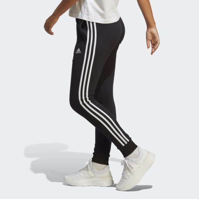 Pantalón Essentials De 3 Bandas De Felpa Francesa Con Puños Negros Adidas