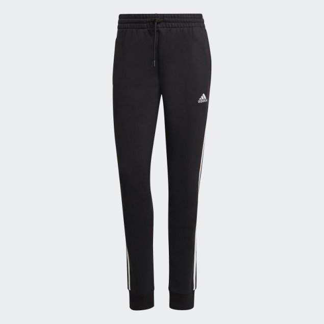 Joggers Adidas Essentials De Felpa Francesa Con Puños Y 3 Rayas En Negro
