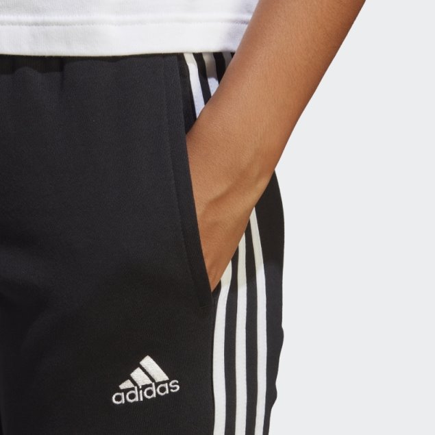 Joggers Adidas Essentials De Felpa Francesa Con Puños Y 3 Rayas En Negro