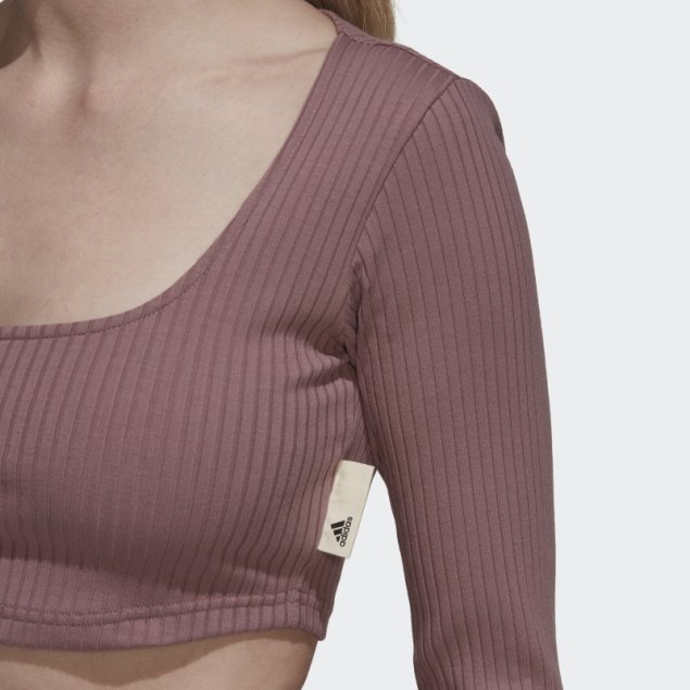 Camiseta Morada De Manga Larga Corta De Canalé Studio Lounge De Adidas