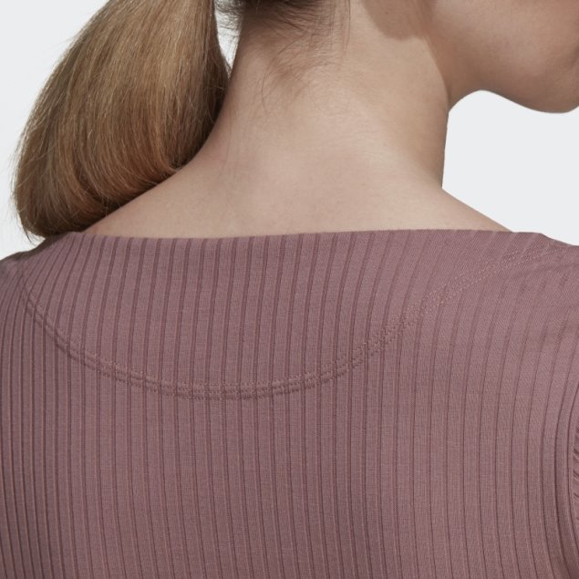 Adidas Studio Lounge Ribbed Crop Camiseta De Manga Larga Violeta