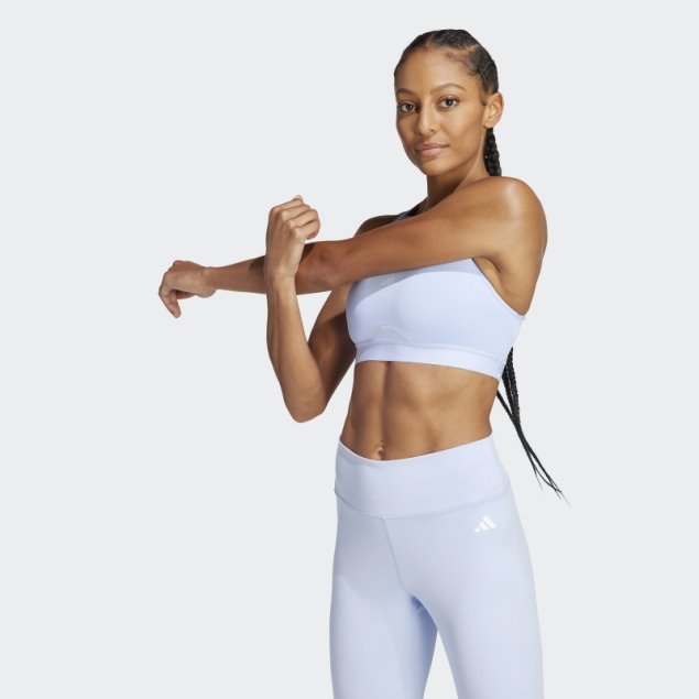 Sujetador Deportivo De Sujeción Media Adidas Powerreact Azul Amanecer