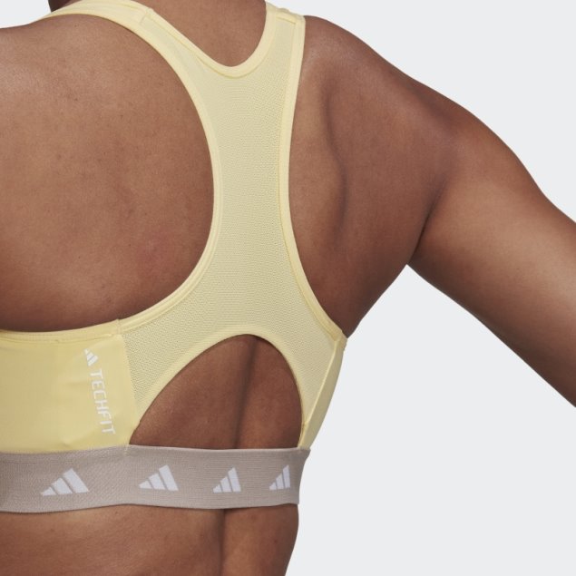 Sujetador Adidas Powerreact Training Techfit De Sujeción Media Amarillo
