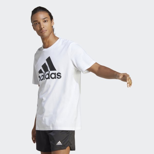 Camiseta Blanca Con Logo Grande De Punto Sencillo Adidas Adidas