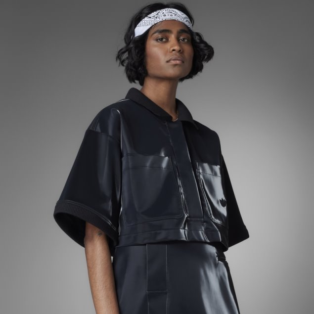 Polo Corto Brillante Versión Azul Negro Adidas