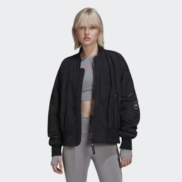 Negro Adidas By Stella Mccartney Chaqueta Bomber Tejida Moda