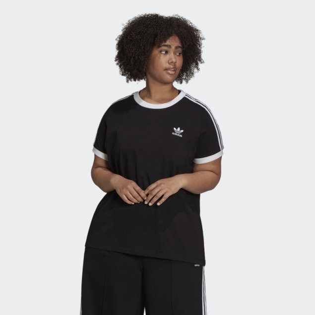 Adidas Camiseta Clásica De 3 Rayas Negra Adicolor (talla Grande)