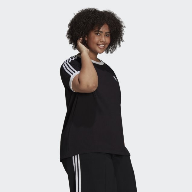 Adidas Camiseta Clásica De 3 Rayas Negra Adicolor (talla Grande)