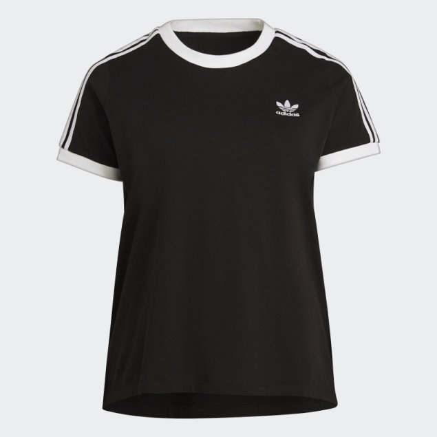 Adidas Camiseta Clásica De 3 Rayas Negra Adicolor (talla Grande)