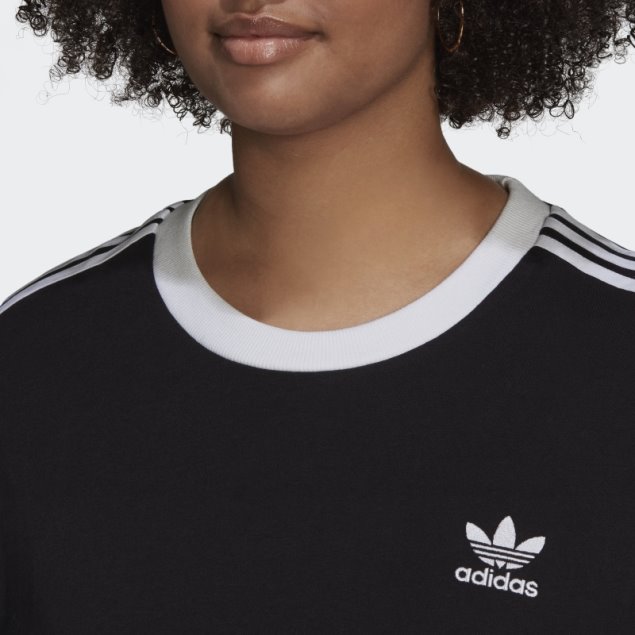 Adidas Camiseta Clásica De 3 Rayas Negra Adicolor (talla Grande)