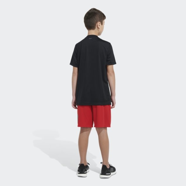 Adidas Shorts Con Logo Lateral Escarlata