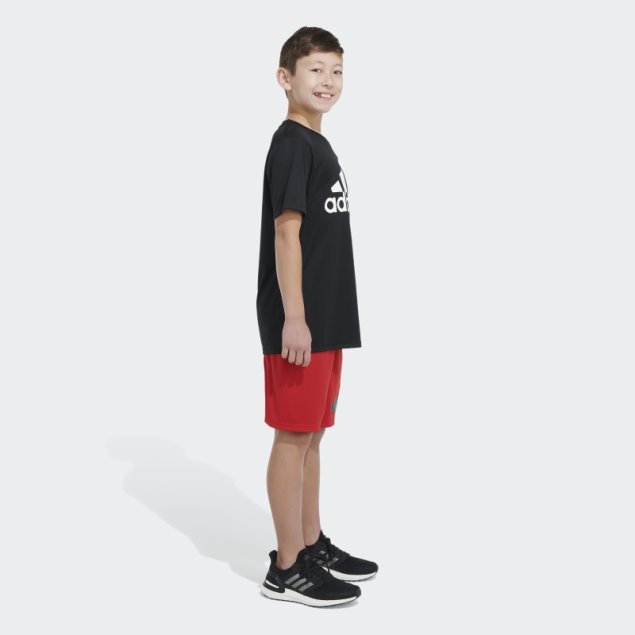 Adidas Shorts Con Logo Lateral Escarlata