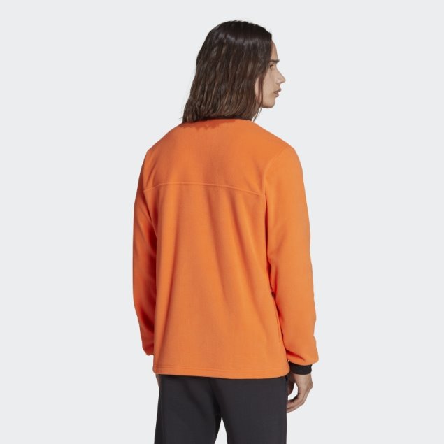 Chamarra De Forro Polar Con Cierre De Cuarto De Hora Naranja Adidas