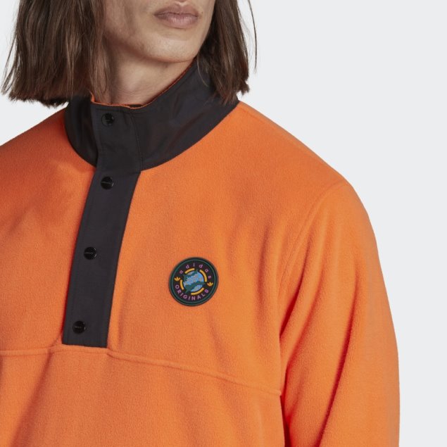 Chamarra De Forro Polar Con Cierre De Cuarto De Hora Naranja Adidas