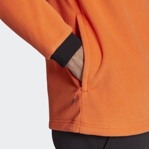 Chamarra De Forro Polar Con Cierre De Cuarto De Hora Naranja Adidas