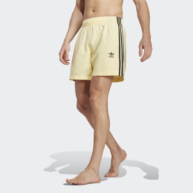Adidas Shorts De Baño Amarillos Originals Adicolor Con 3 Rayas