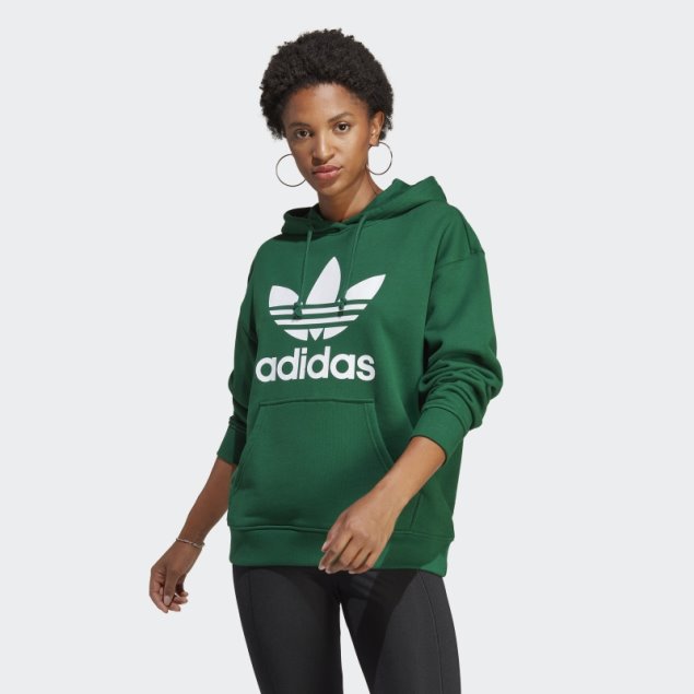 Sudadera Con Capucha Verde Oscuro Trefoil Adidas Fashion