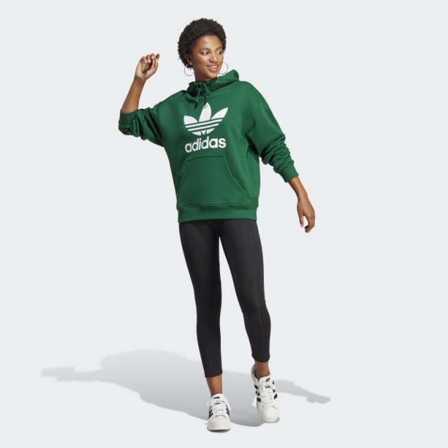 Sudadera Con Capucha Verde Oscuro Trefoil Adidas Fashion