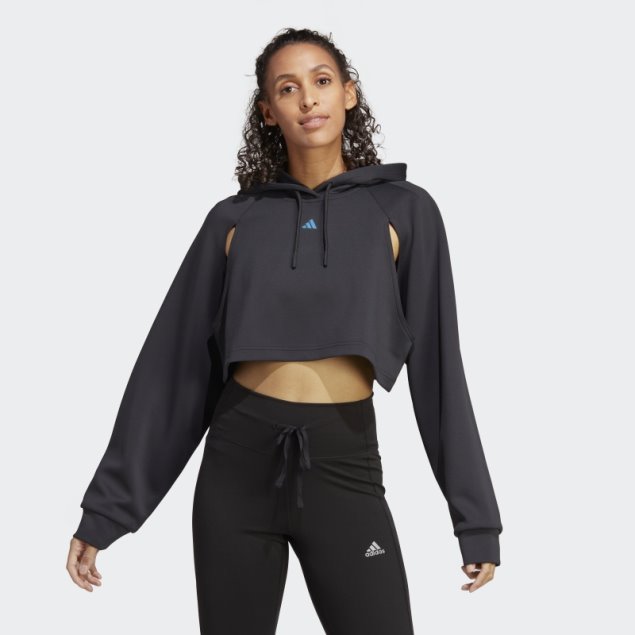 Adidas Hiit Aeroready Crop Sudadera Con Capucha Negra