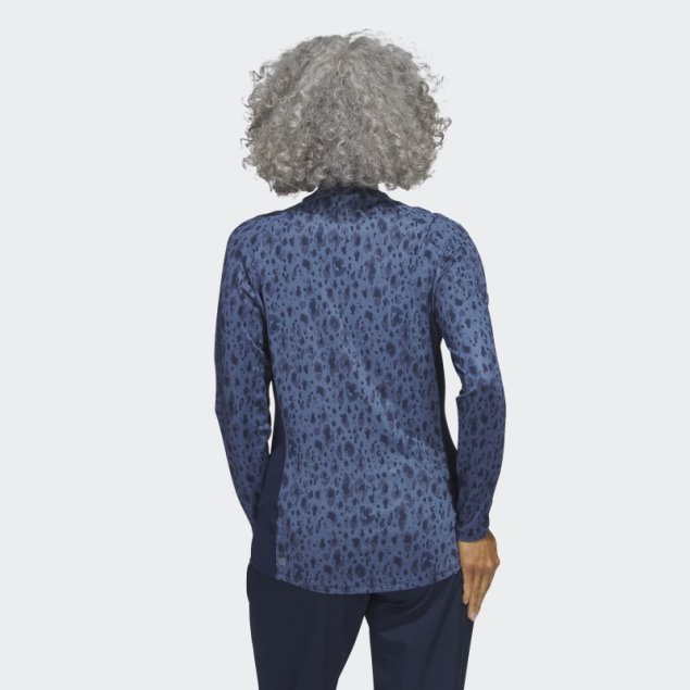 Azul Marino Adidas Ultimate365 Polo De Golf Estampado Con Cremallera De 1/4 Y Cuello Alzado