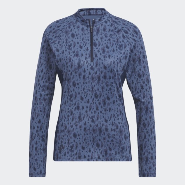 Azul Marino Adidas Ultimate365 Polo De Golf Estampado Con Cremallera De 1/4 Y Cuello Alzado