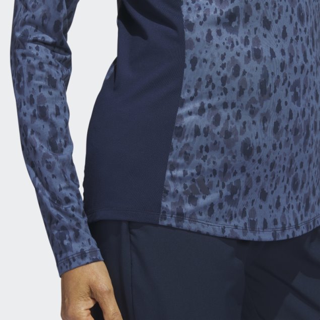 Azul Marino Adidas Ultimate365 Polo De Golf Estampado Con Cremallera De 1/4 Y Cuello Alzado