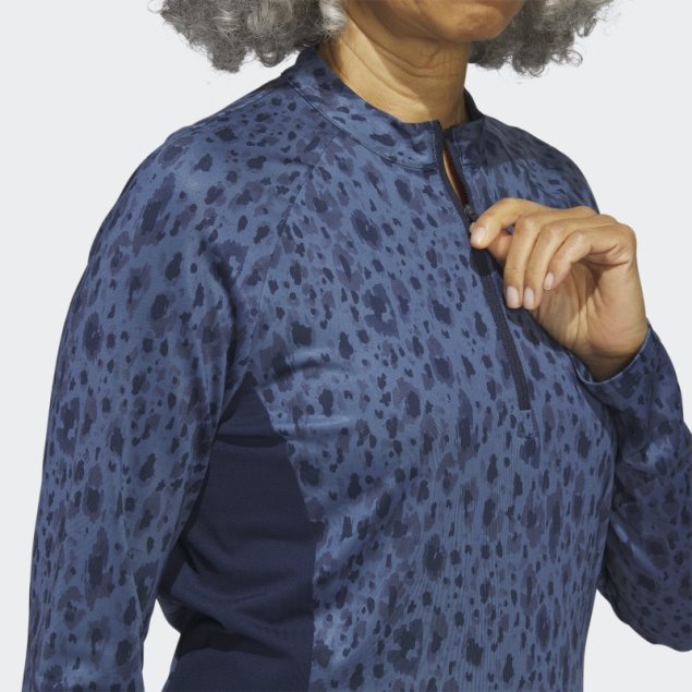 Azul Marino Adidas Ultimate365 Polo De Golf Estampado Con Cremallera De 1/4 Y Cuello Alzado