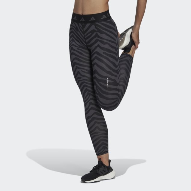 Leggings Hyperglam Techfit 7/8 De Cintura Alta Con Diseño De Cebra Multicolor Adidas