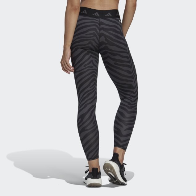 Adidas Hyperglam Techfit Leggings De Cebra De Talle Alto 7/8 Multicolor