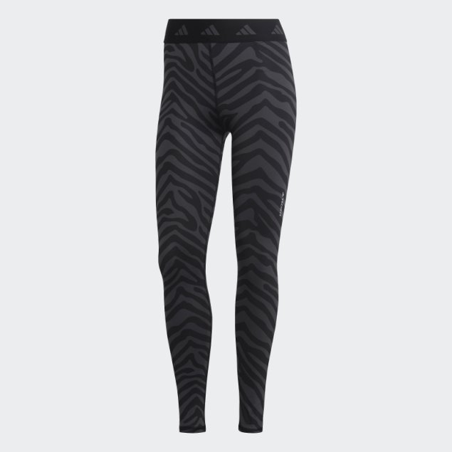 Adidas Hyperglam Techfit Leggings De Cebra De Talle Alto 7/8 Multicolor