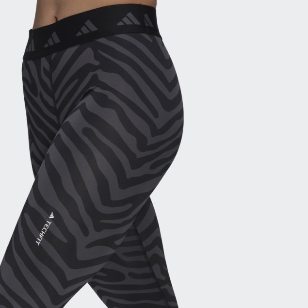 Adidas Hyperglam Techfit Leggings De Cebra De Talle Alto 7/8 Multicolor