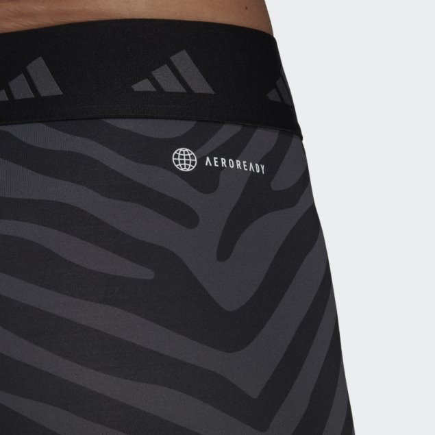 Adidas Hyperglam Techfit Leggings De Cebra De Talle Alto 7/8 Multicolor