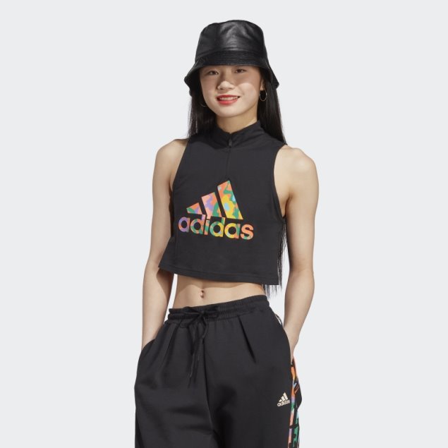 Camiseta Sin Mangas Con Gráfico Adidas Negra