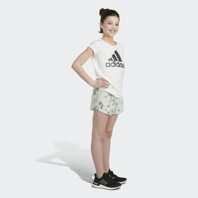 Adidas Shorts Tejidos Verdes Con Estampado Integral
