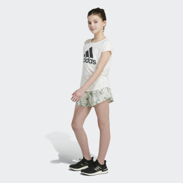 Adidas Shorts Tejidos Verdes Con Estampado Integral