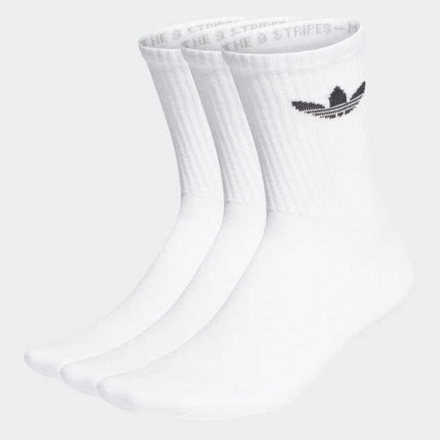 Adidas Calcetines Blancos Acolchados De Corte Medio Con Trébol 3 Pares