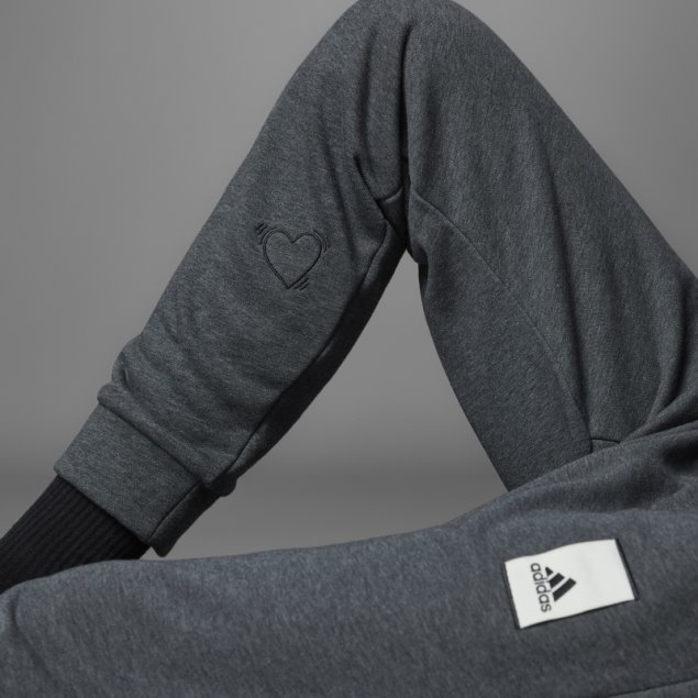 Adidas Joggers De Día De San Valentín Gris Oscuro Jaspeado