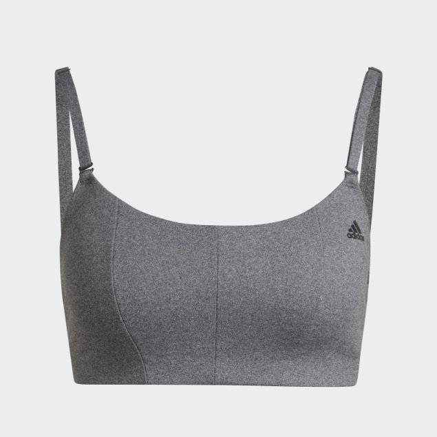 Sujetador De Sujeción Ligera Adidas Gris Oscuro Jaspeado Yoga Studio