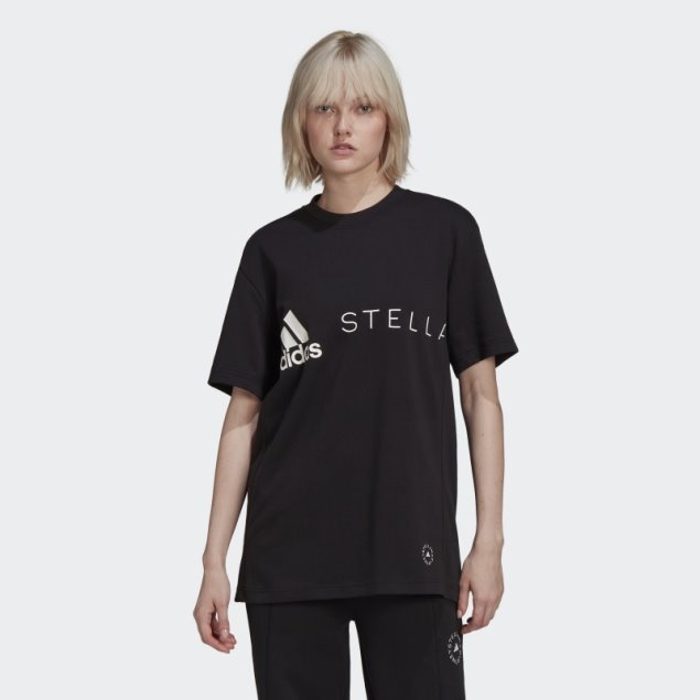 Camiseta Negra Con El Logo De Adidas By Stella Mccartney