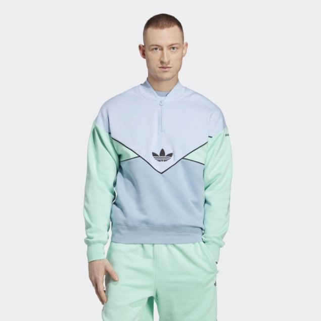 Adidas Sudadera Azul Con Media Cremallera De Archivo De Temporada Adicolor Del Amanecer