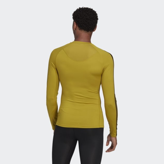 Camiseta De Entrenamiento De Manga Larga Con 3 Rayas Techfit De Adidas Verde Oliva