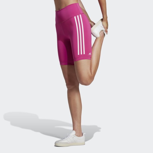 Leggings Cortos De Ciclista Con 3 Rayas Optime Train Icons Fucsia De Adidas